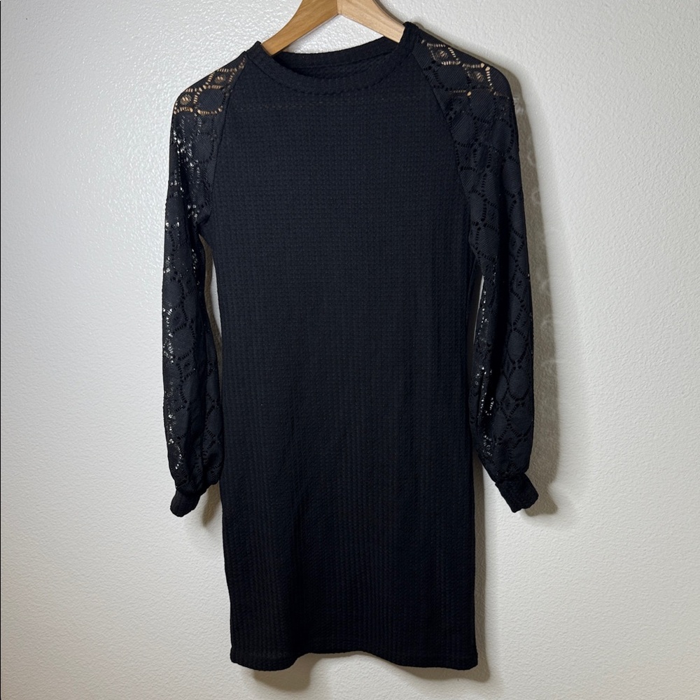 Elegant Black Lace Sleeve Dress